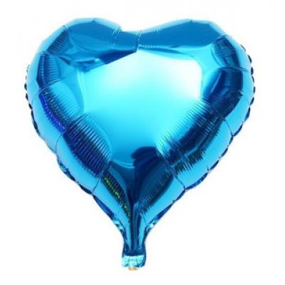 Balão metalizado Coração Azul 25cm