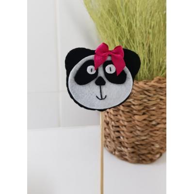 Topo de Bolo Panda com Laço Pink